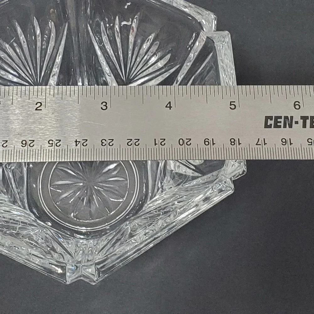 Unbranded 24% Lead Crystal‎ Bowl  6in Clear Hexagonal Cut Glass Trinket USA